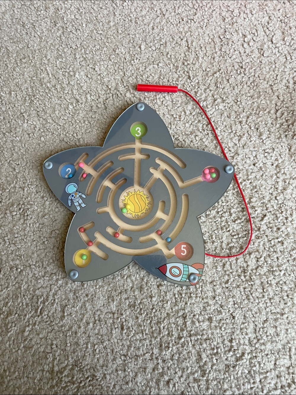 Star Maze Magnetic Pull Toy - Gray and Multicolor